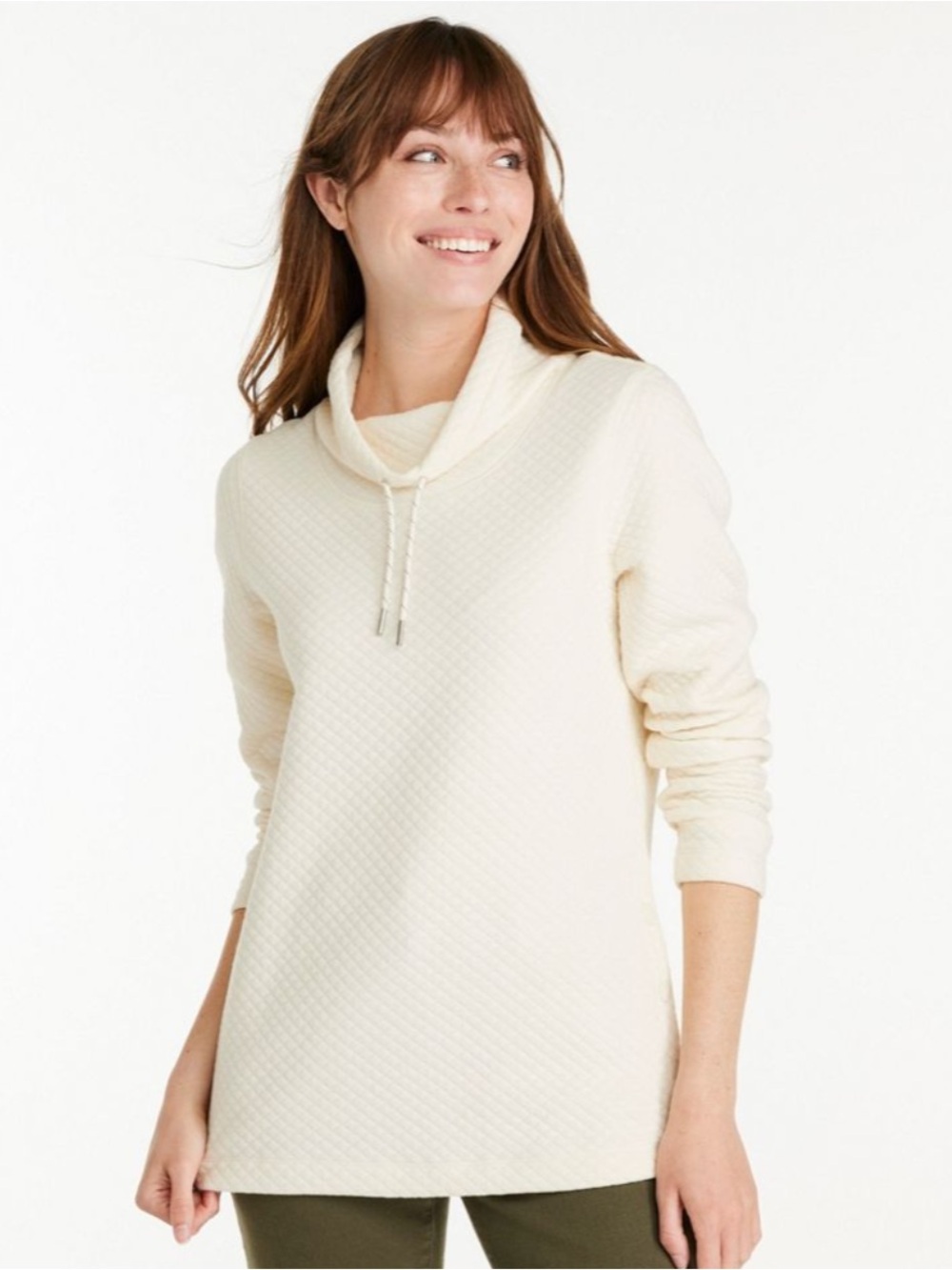 L.L. Bean Women's M Pet SoftLight Quilted Funnel-neck Pullover Sweatshirt Top MP